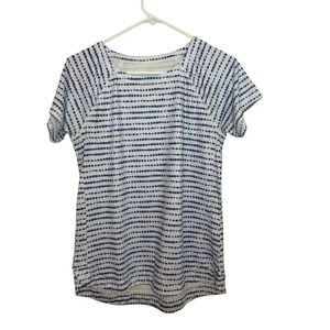 Talbots sun shirt UPF 50 tie die blue stripes size small